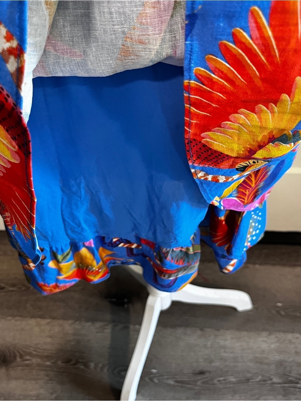 Farm Rio Macaw Blue Tiered Linen Blend Mini Dress XS - Picture 10 of 14